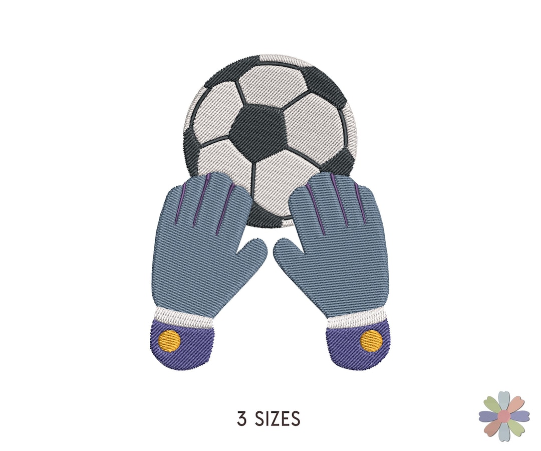 Goalkeeper Pattern Football Ball and Goalkeeper Gloves Embroidery Design Onni. Machine ...