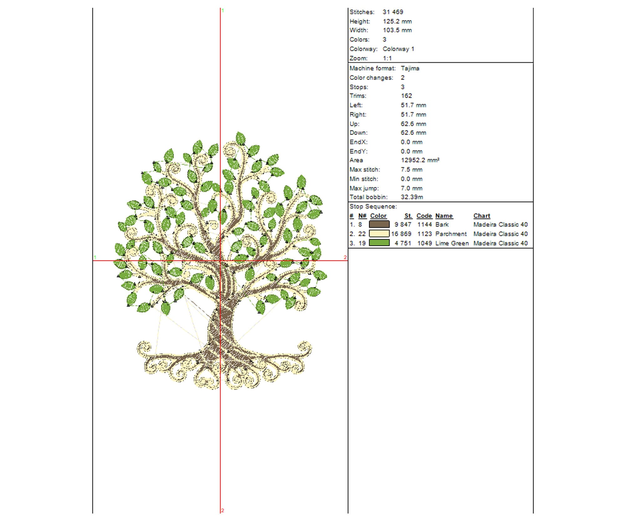 Tree of Life With Roots and Round Leaves Wilki Embroidery Design ...
