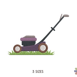 Garten Rasenmäher Befreien Schnitt Gras Stickdatei. Maschinenstickmuster . Elements Holzbearbeitung Szene. Sofortiger Download digitale Datei