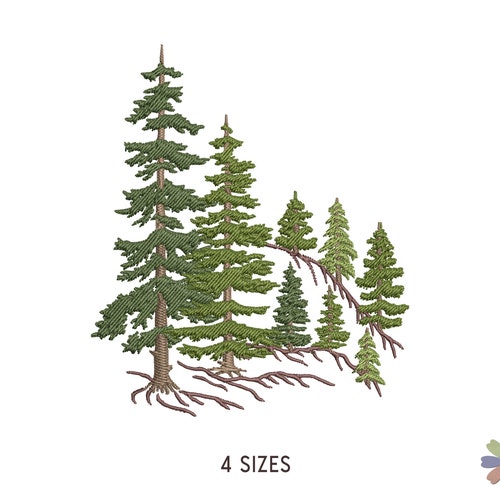 Pine Tree Machine Embroidery Design - Etsy