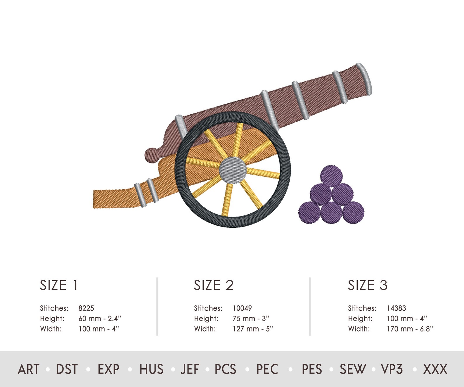 Ancient Pirate Cannon and Cores Embroidery Design Thirti. Machine ...