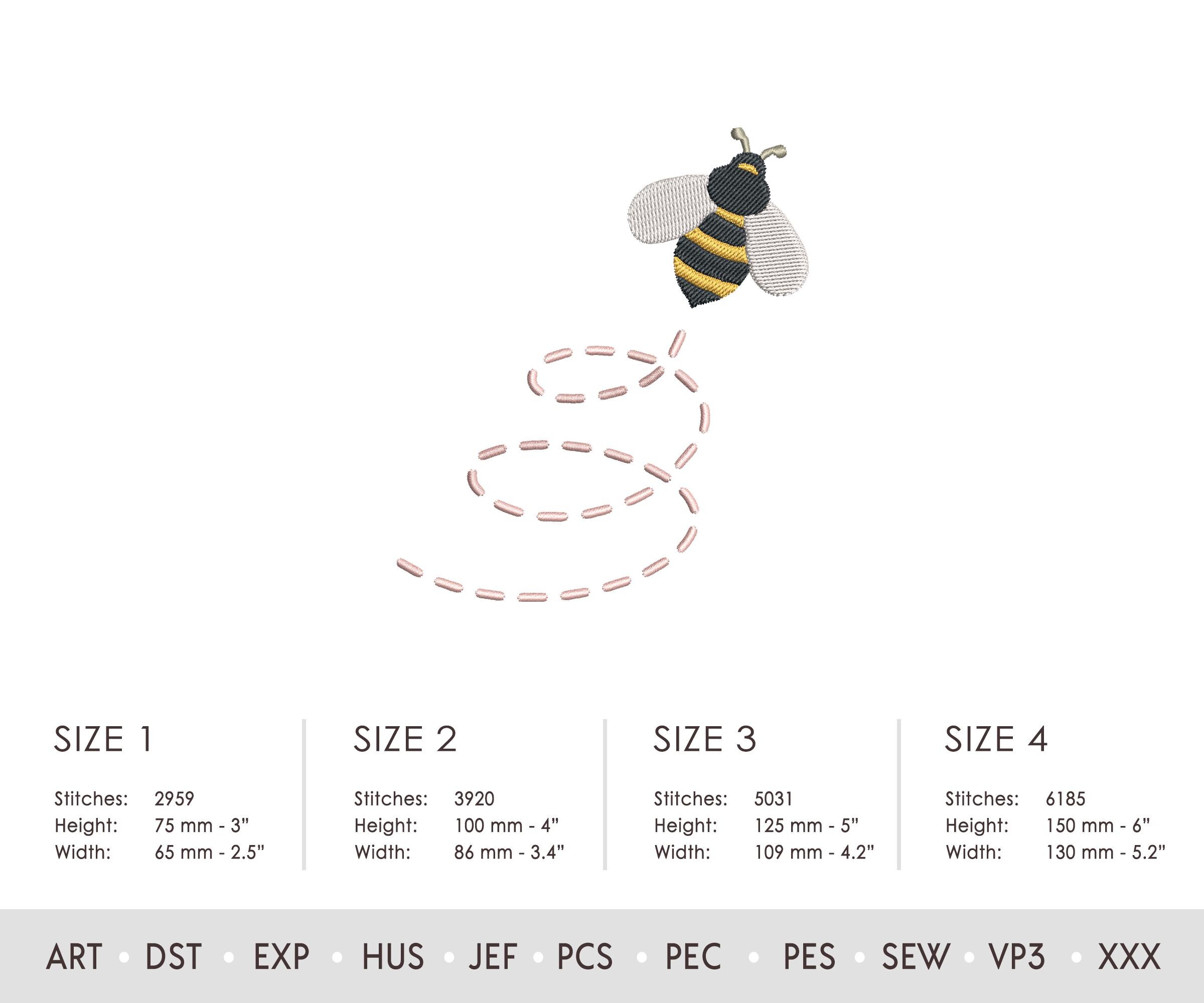Bee Walk Pattern Bee and Round Route Path Embroidery Design: Insects Scene (multi Format ...