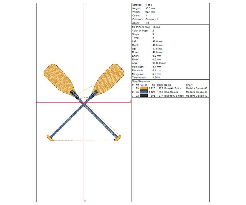 Couple Crossed Paddles Embroidery Design Thirti. Machine Embroidery ...