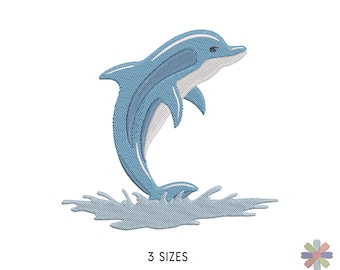 Dolphin Jumping under Sea Water Embroidery Design: Sea Ocean Scene (Multi Format Pattern)