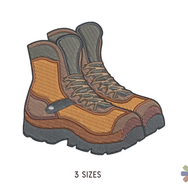 Camping Hiking Boots Embroidery Design. Machine Embroidery Pattern. Lifestyle Camping Scene. Instant Download Digital File