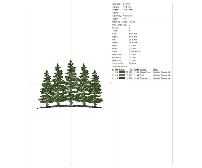 Evergreen Pine Trees Embroidery Design Onni. Machine Embroidery Pattern ...