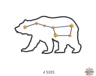 The Great Bear Сonstellation Embroidery Design Twinni. Machine Embroidery Space Pattern. Multi Format Files. Instant Download Digital File