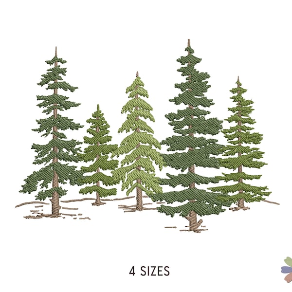 Forest Pine and Fir Trees Embroidery Design. Machine Embroidery Pattern. Nature Scene. Multi Format Files. Instant Download Digital File