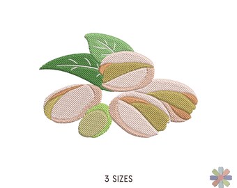 Dried White Pistachio with Leaves Embroidery Design: Fruits Pattern (Multi Format Pattern)