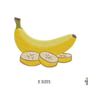 Banana and Slices Fresh Embroidery Design. Machine Embroidery Fruits Pattern. Multi Format Files. Instant Download Digital File