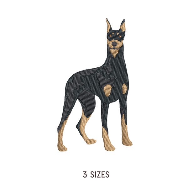 Doberman Dog Staying Embroidery Design Thirti. Machine Embroidery Pattern. Pet Scene. Multi Format. Instant Download Digital File
