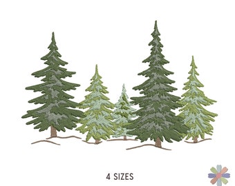 Forest Fir Trees Embroidery Design. Machine Embroidery Pattern. Nature Scene. Multi Format Files. Instant Download Digital File