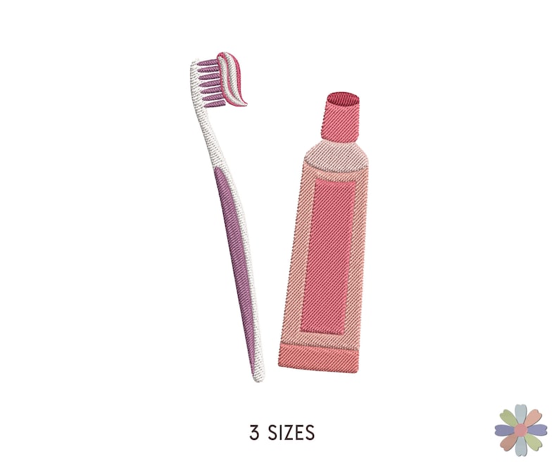 Purple Toothbrush and Red Toothpaste Embroidery Design: Family Scene ...