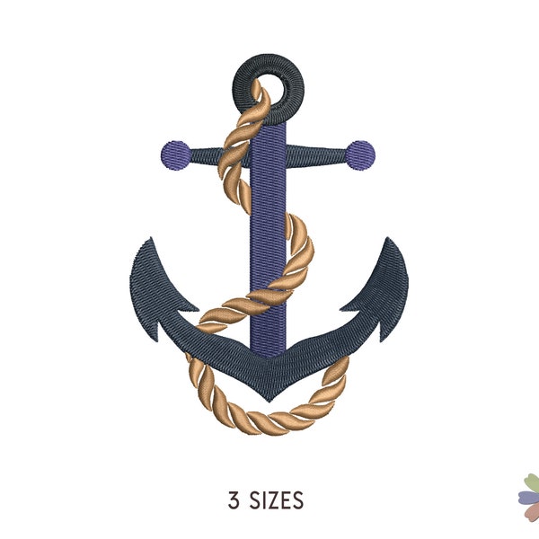 Ship Anchor with Rope Embroidery Design Onni. Machine Embroidery Sea Ocean Pattern. Multi Format Files. Instant Download Digital File