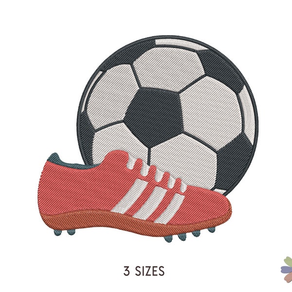Fußball Ball und Stiefel Embroidery Design. Maschinenstickerei Fußball Sport Muster. Multi Format Dateien. Sofortiger Download Digitale Datei