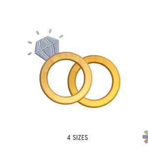 Wedding Rings Embroidery Design Onni. Machine Embroidery Pattern. Wedding Scene. Instant Download Digital File