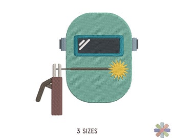 Welding Green Helmet and Tools Embroidery Design Twinni: Working Tools (Multi Format Pattern)