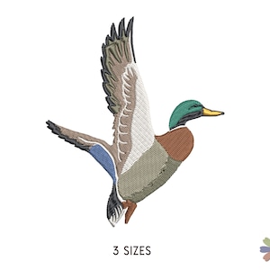 Flying Mallard Duck Onni Embroidery Design. Machine Embroidery Pattern. Animals Scene. Multi Format Files. Instant Download Digital File
