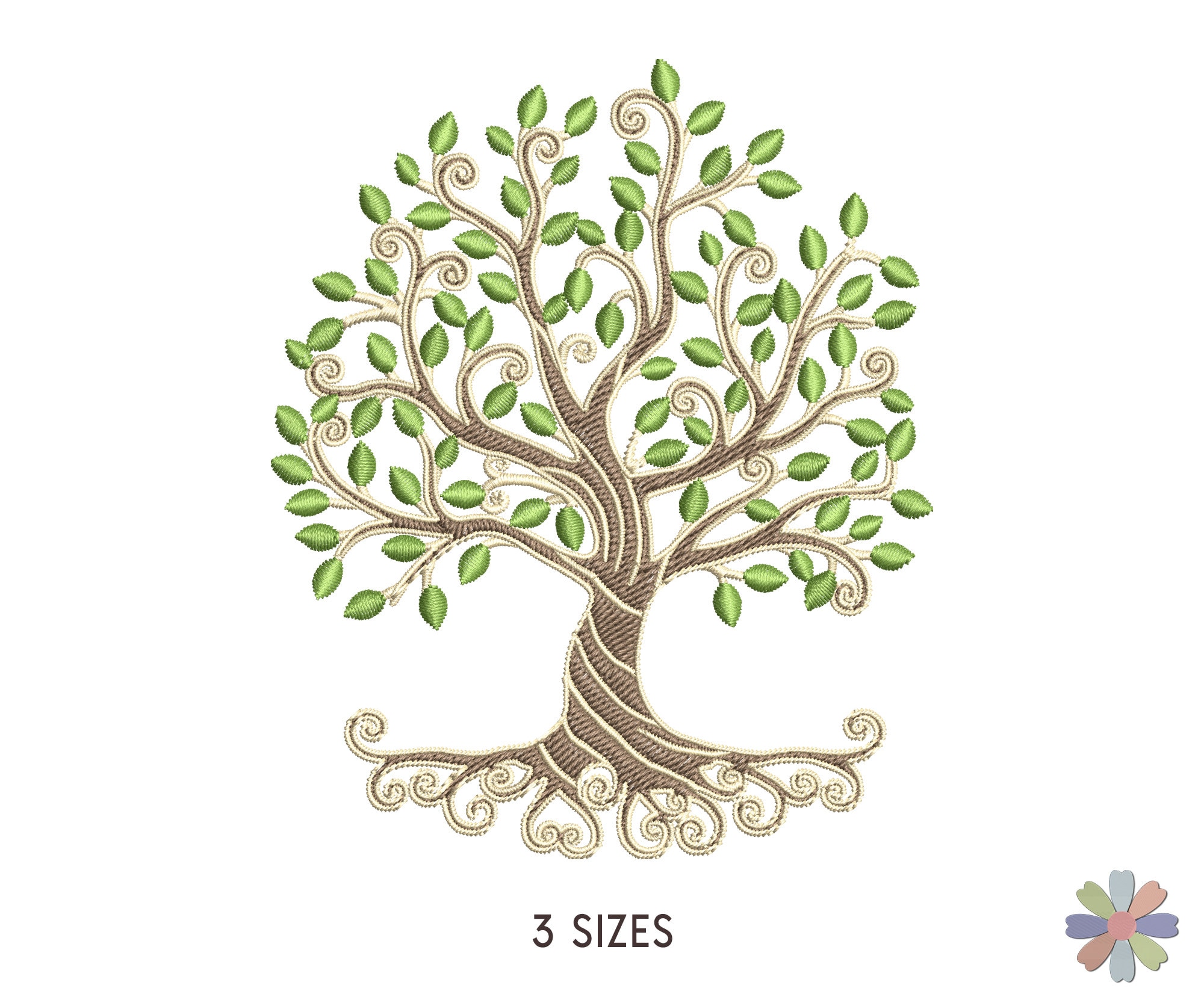 Tree of Life With Roots and Round Leaves Wilki Embroidery Design ...