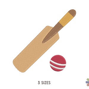 May include: A brown and yellow cricket bat with a red and white cricket ball. 3 SIZES.