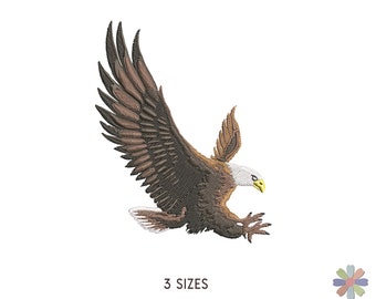 Flying Eagle Embroidery Design. Machine Embroidery Pattern. Birds Scene. Multi format files. Instant Download Digital File