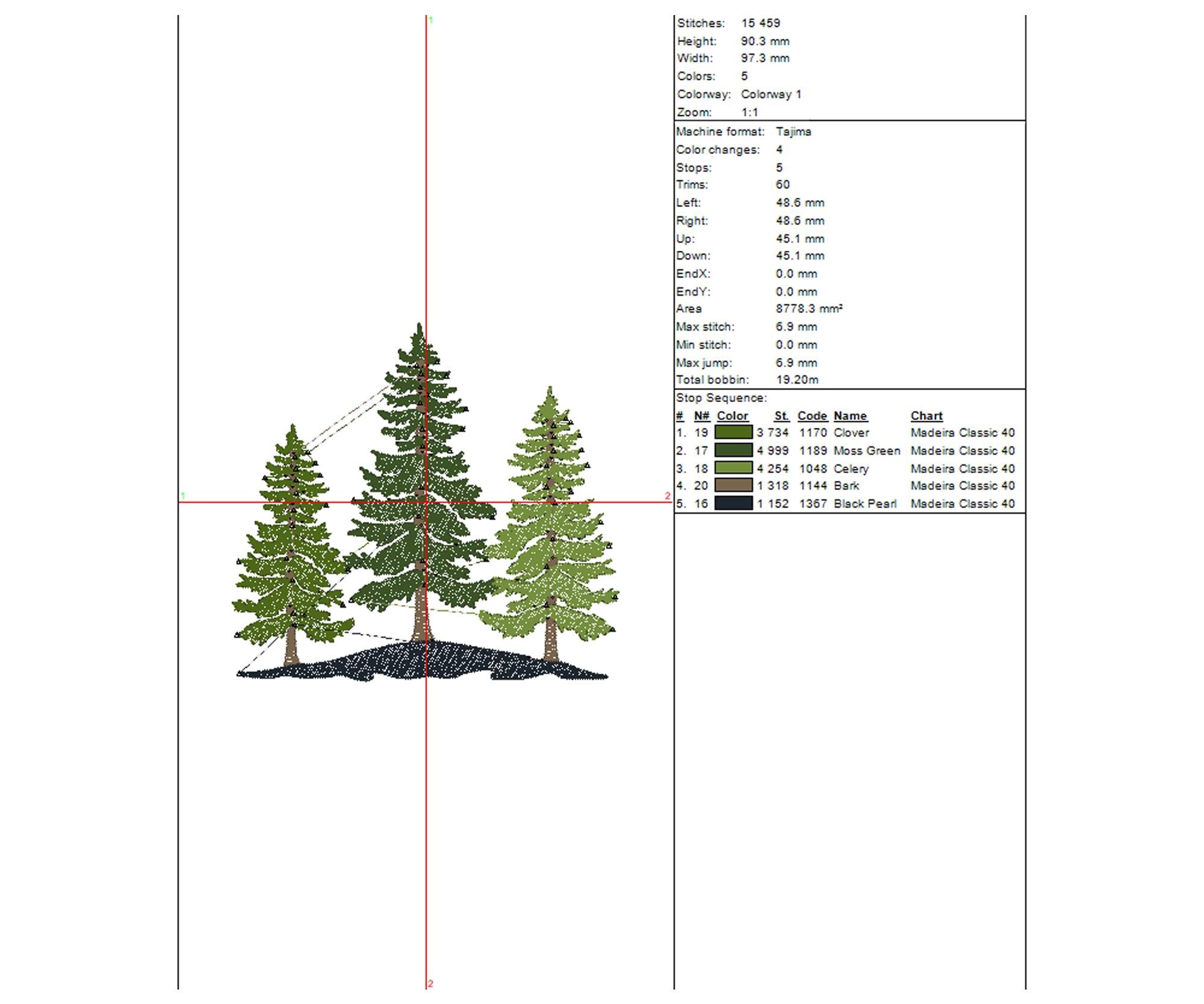 Three Pine Trees on Ground Embroidery Design. Machine Embroidery ...