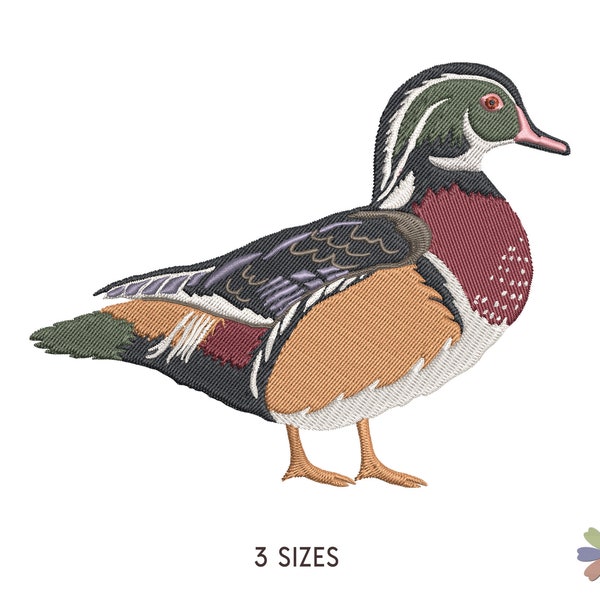 Wood Duck Embroidery Design Onni. Machine Embroidery Carolina Duck Pattern. Animals Scene. Multi Format Files. Instant Download Digital File