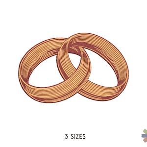 Wedding Rings Embroidery Design Twinni. Machine Embroidery Pattern. Wedding Scene. Instant Download Digital File