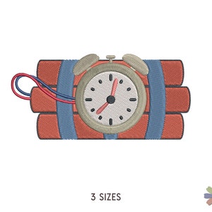 Dynamite with Clock Embroidery Design. Machine Embroidery Elements Pattern. Multi Format Files. Instant Download Digital File