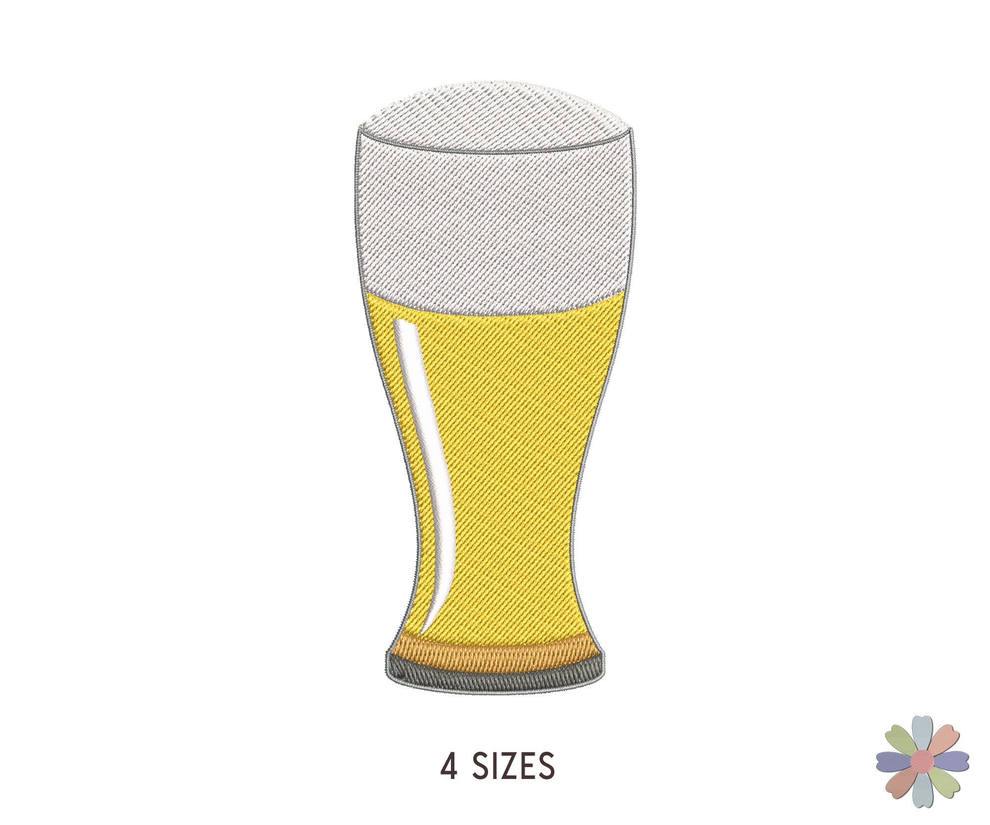 Long Beer Glass Embroidery Design Onni. Machine Embroidery Bear Pattern. Multi Format Files. Instant Download Digital File