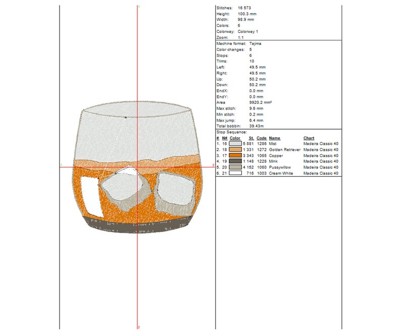 Whisky With Ice Glass Embroidery Design. Machine Embroidery Etsy