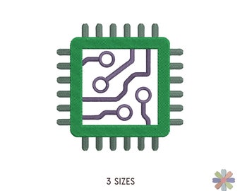 Hardware Chip ROM Embroidery Design. Machine Embroidery Pattern. Electronic Elements Scene. Instant Download Digital File