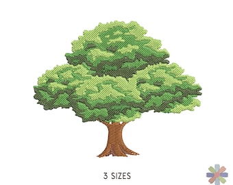 Tree with Green Leaves Sixthi Embroidery Design. Machine Embroidery Pattern. Nature Scene. Multi Format Files. Instant Download Digital File