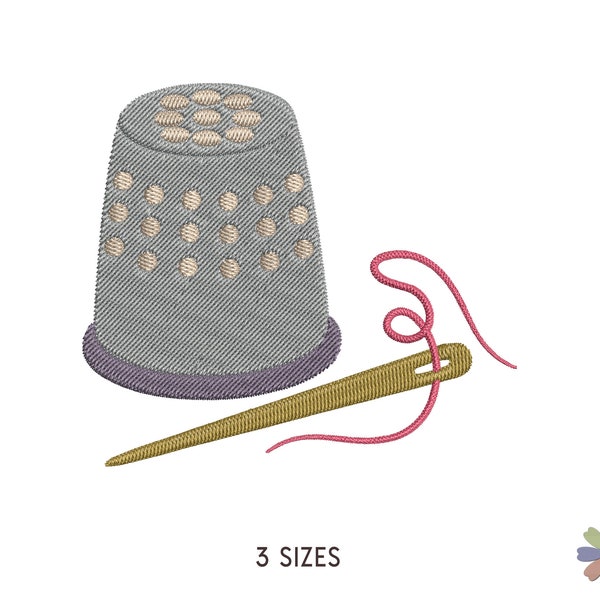 Thimble and Needle with Thread Embroidery Design. Machine Embroidery Pattern. Knitting Elements. Instant Download Digital File
