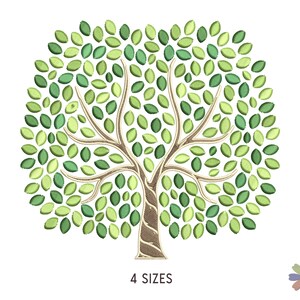 May include: Embroidered design of a tree with a brown trunk and green leaves. The tree is made up of individual leaves, and the design is available in four sizes.