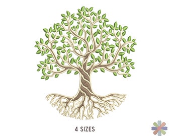 Tree of Life with Roots and Leaves Vali Embroidery Design. Machine Embroidery Pattern. Nature Scene. Instant Download Digital File