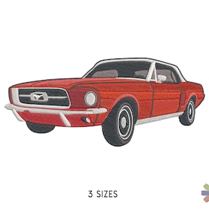 Retro Car Mustang Embroidery Design Onni. Machine Embroidery Pattern. Vehicle Scene. Multi Format Files. Instant Download Digital File