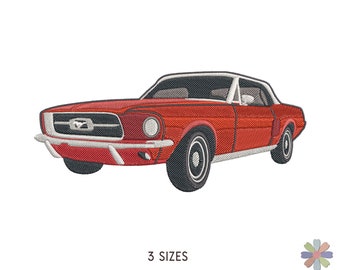 Retro Car Mustang Embroidery Design Onni. Machine Embroidery Pattern. Vehicle Scene. Multi Format Files. Instant Download Digital File