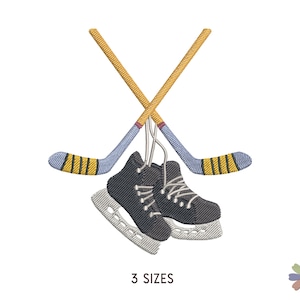 Pair of Hockey Skates and Sticks Embroidery Design. Machine Embroidery Sport Pattern. Multi Format Files. Instant Download Digital File