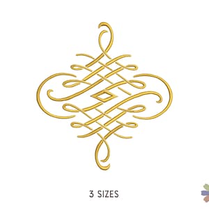 May include: Gold embroidery design with a decorative, intricate pattern. This design is available in three sizes.