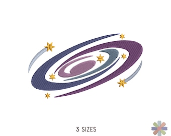 Galaxy with Stars and Asteroids Embroidery Design Onni. Machine Embroidery Space Pattern. Multi Format Files. Instant Download Digital File
