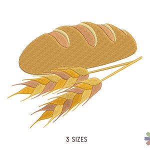 Bread Long Loaf with Rye Embroidery Design Twinni. Machine Embroidery Bakery Pattern. Multi Format Files. Instant Download Digital File