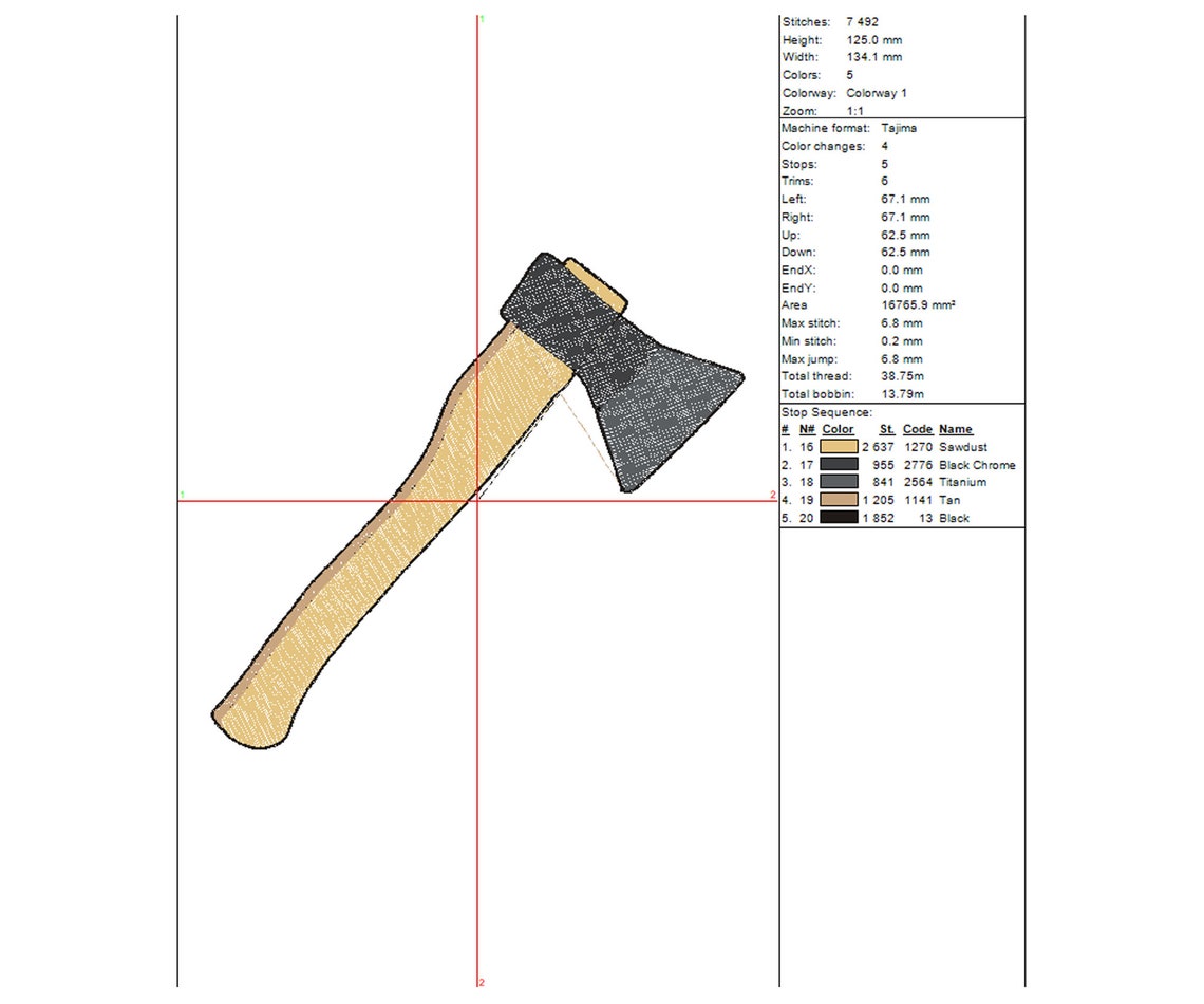 Axe Embroidery Design. Machine Embroidery Pattern. Elements Etsy