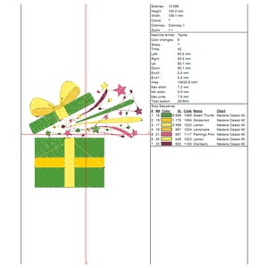 Opening Presents Box Embroidery Design Twinni. Machine Embroidery Birthday Element Pattern. Multiformat files. Instant Download Digital File zdjęcie 2