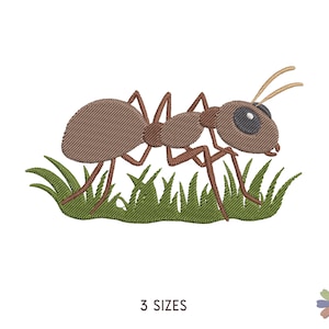 Formiga em desenho de bordado de grama verde. Padrão de insetos bordados à máquina. Arquivos de vários formatos. Download instantâneo de arquivo digital