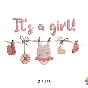 It's a girl Twinni Embroidery Design: Family Scene (Multi Format Pattern)