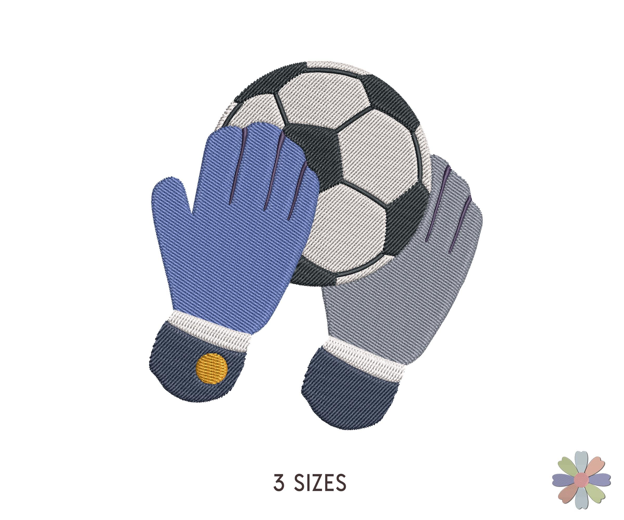 Goalkeeper Pattern Football Ball and Goalkeeper Gloves Embroidery Design Twinni. Machine ...