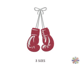 Diseño de bordado de treinta guantes de boxeo con perfil colgante. Patrón deportivo para bordado a máquina. Descarga digital instantánea.