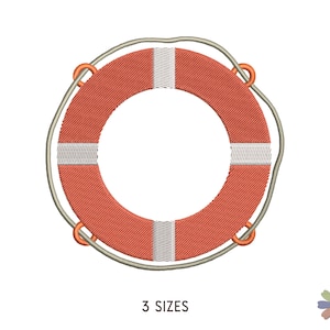 May include: A red and white life preserver with a rope handle. The life preserver is a nautical safety device.