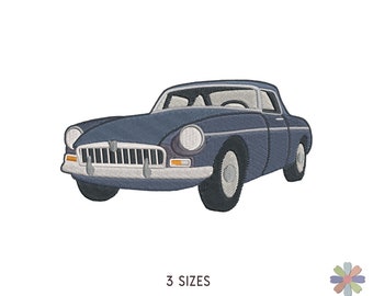 Retro Car Old Vintage 1968 Embroidery Design. Machine Embroidery Pattern. Vehicle Scene. Instant Download Digital File